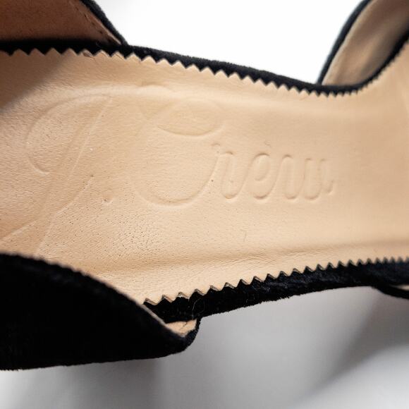 J.Crew Velvet Rhinestone Block Heel Ankle Strap Heels Black Size 5 Evening Chic - Picture 6 of 10